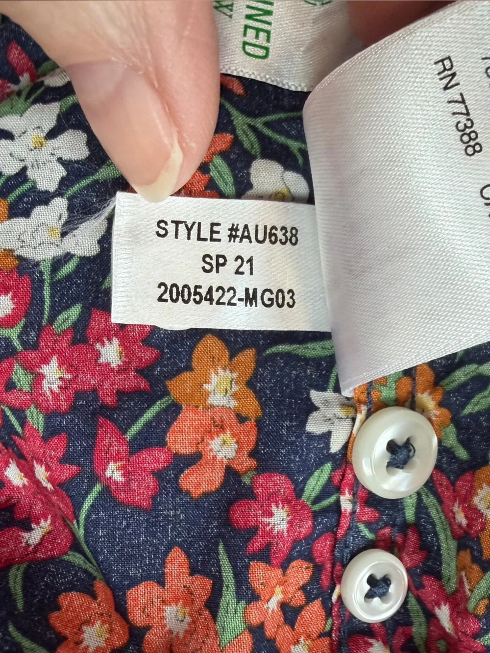 J. Crew Made with Liberty Fabric Navy Floral Short Sleeve Button Up Shirt Size M